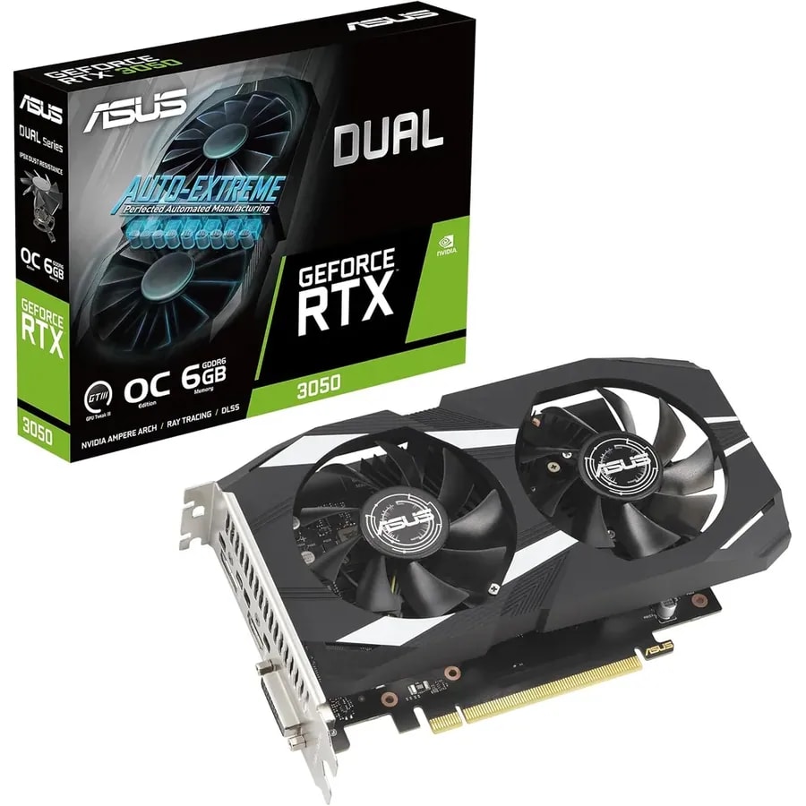 Video Asus dual geforce RTX-3050 oc 6GB GDDR6 96BITS dvi-d HDMI dp pci exp. 4.0
