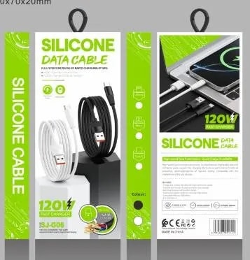 Cable USB a Tipo C Silicona 120W Blanco y Negro