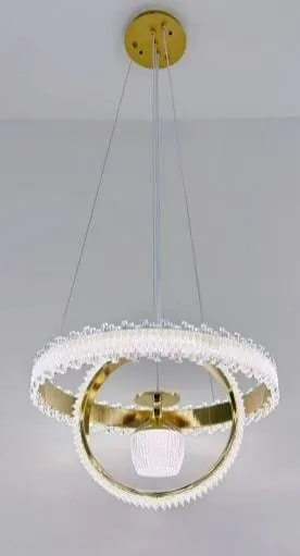 Lámpara Colgante LED Aro con Foco Central Dorado 30+50 cm
