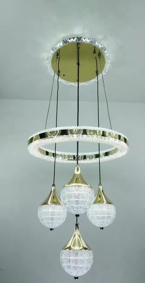 Lámpara Colgante LED de Aro 40 cm con 4 Pantallas Gota