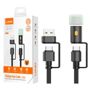 Cable LDNIO LC17 1.2M 4EN1 Usb-c-usb + Usb-c-led