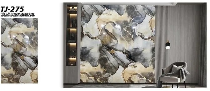 Papel Tapiz Autoadhesivo Mármol Beige y Gris con Detalles Foil Dorado