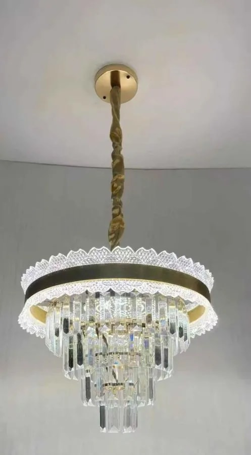Lámpara Colgante de Cristal Dorada 60 cm Estilo Cascada
