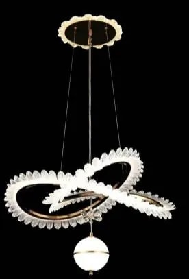 Lámpara Colgante LED Aros Plumas con Esfera Dorado Francés