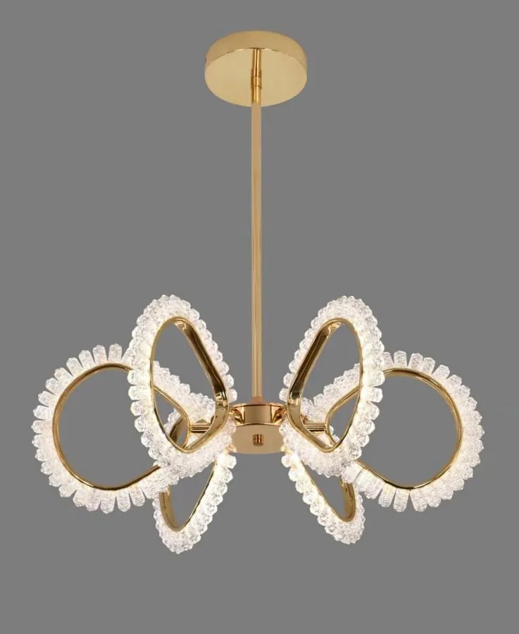 Lámpara Colgante LED Moderna Dorada 60 cm Flor de Seis Pétalos