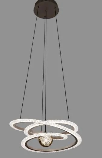 Lámpara Colgante LED Espiral con Esfera de Cristal Negro 50 cm