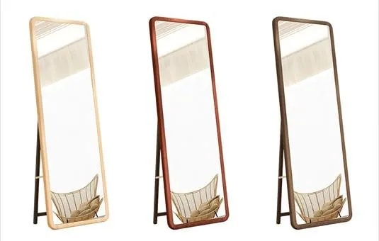 Espejo de Piso Rectangular Marco Delgado de Madera 160x50 cm