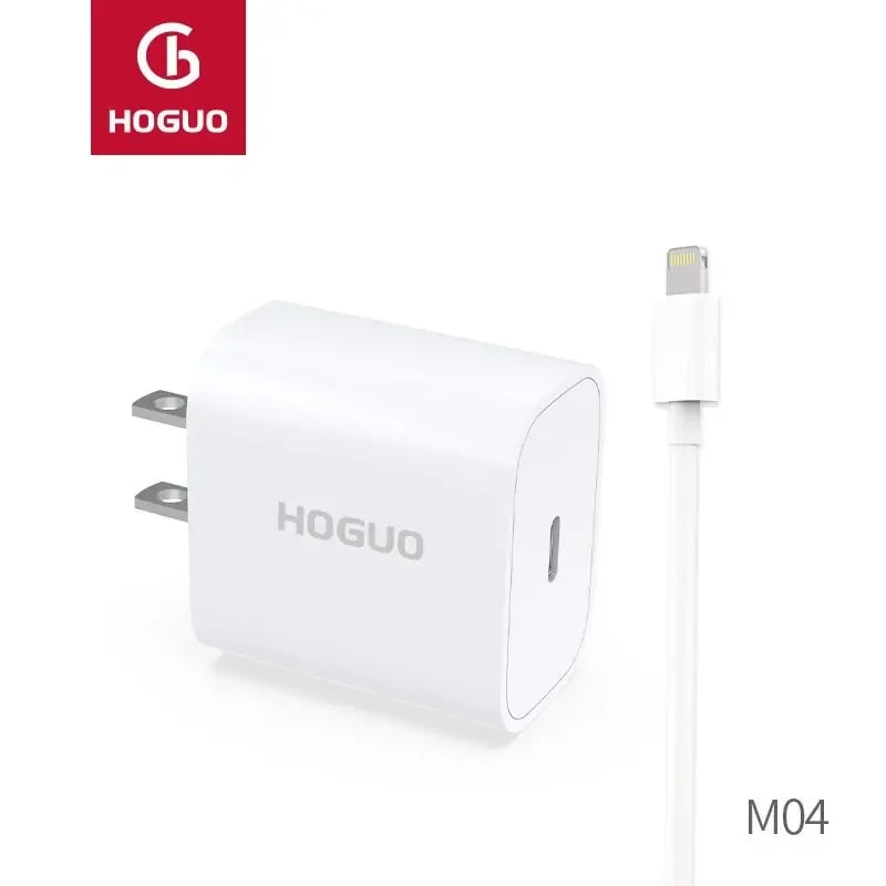 Cargador Hoguo M04 PD 20W con cable Tipo C a Lightning