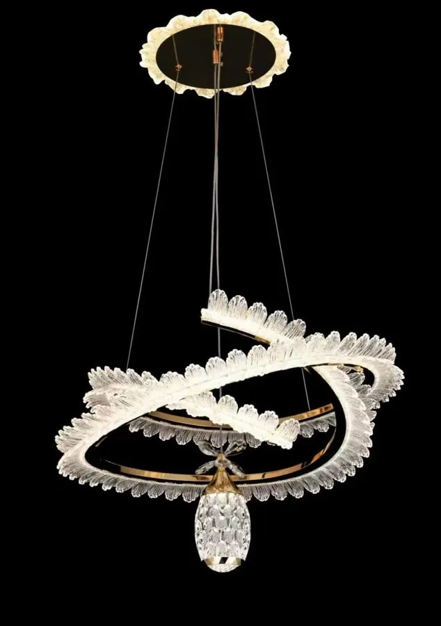 Lámpara Colgante LED de Aros en Espiral 60 cm con Cristal
