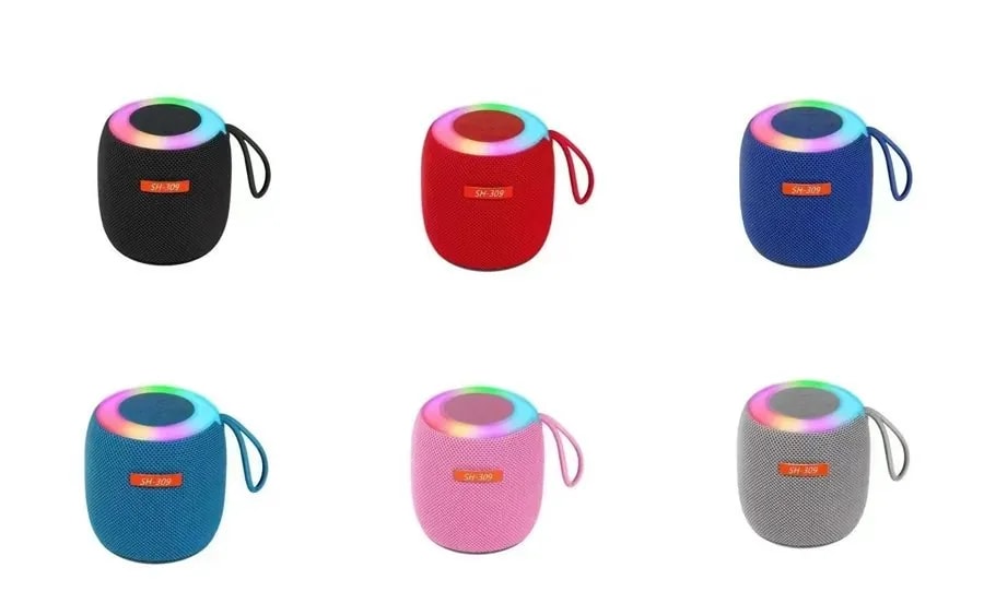 Mini Parlante Bluetooth Redondo con Luz LED y Correa