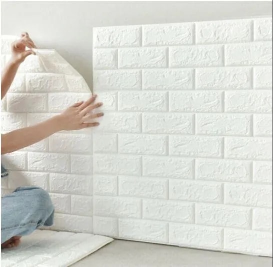 Adhesivo de Pared 3D Efecto Ladrillo Blanco