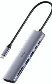 Hub USB-C Cudy 7 en 1 HDMI 4K PD y Lector de Tarjetas