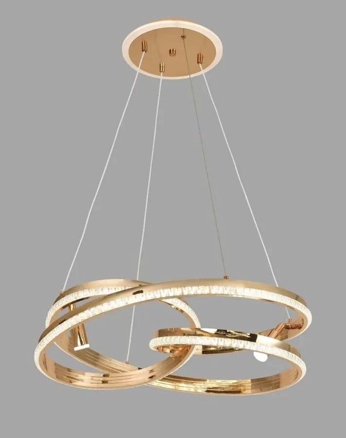 Lámpara Colgante LED Aros Entrelazados Grande Dorado Francés