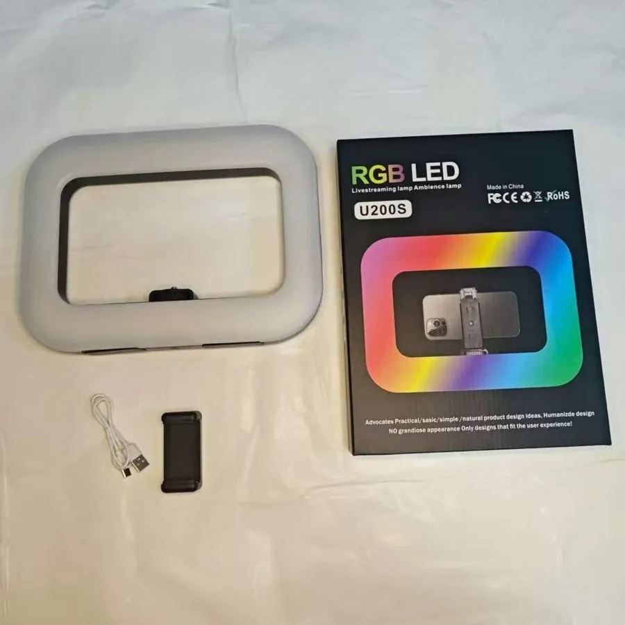 Aro de Luz LED RGB Rectangular U200S para Celular