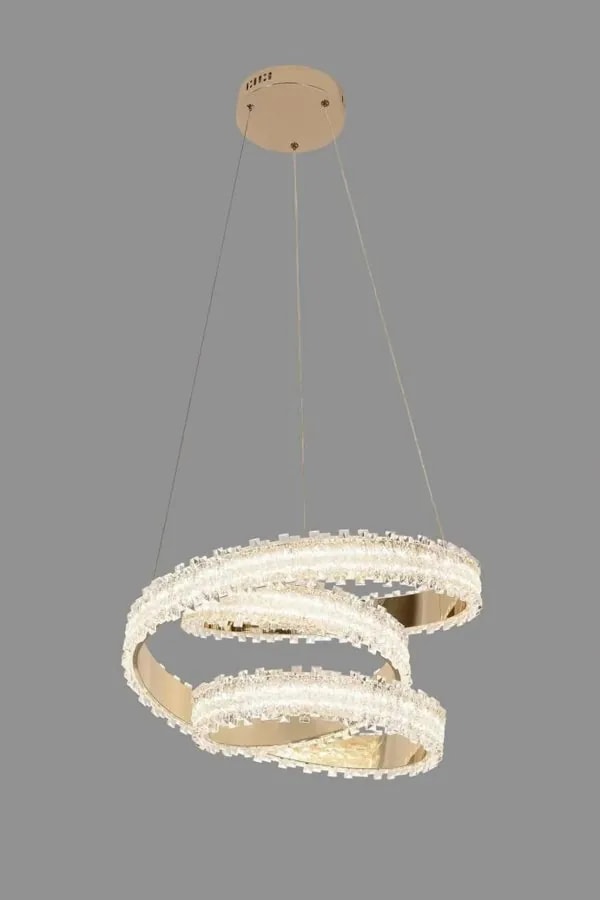 Lámpara Colgante LED Espiral Efecto Cristal Dorado Francés 50 cm