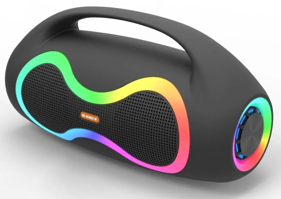 Parlante Bluetooth Boombox Doble 4" con Luces RGB y Micrófono