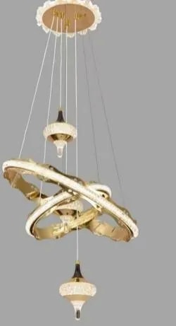 Lámpara Colgante LED Aros Cruzados con Esfera Dorado Francés 40+60 cm