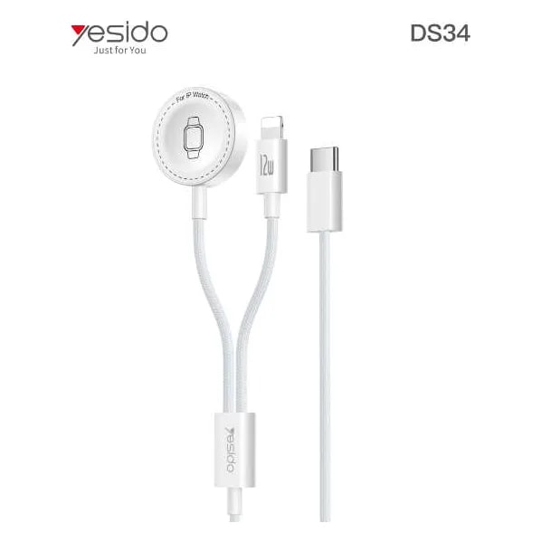 Cargador 2 en 1 para Apple Watch USB-C Yesido DS34