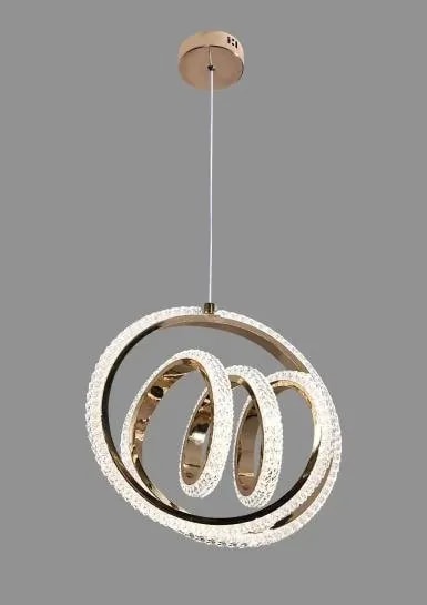 Lámpara Colgante LED Aro con Espiral Efecto Cristal Dorado Francés 30 cm