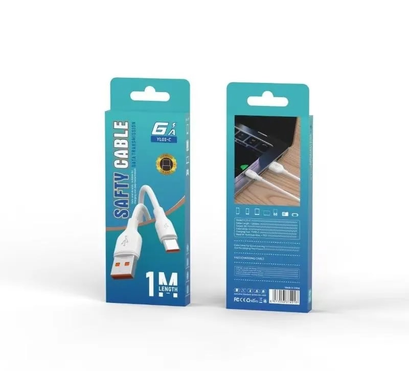 Cable USB a Tipo C Safety Cable 6A 1 m con Termoencogible