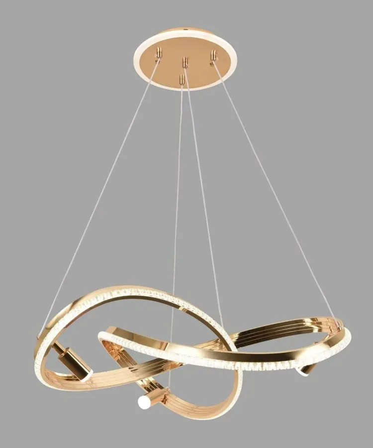 Lámpara Colgante LED Nudo Ondulado Dorado Francés 50 cm