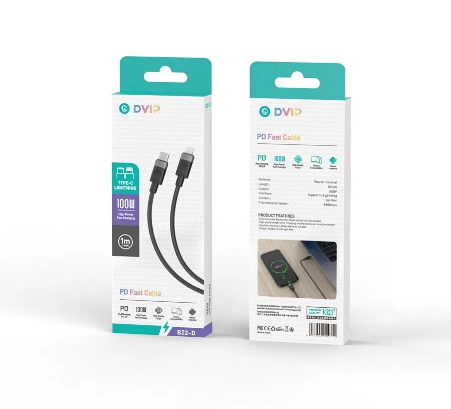 Cable Tipo C a Lightning PD DVIP BZ2 Carga Rápida