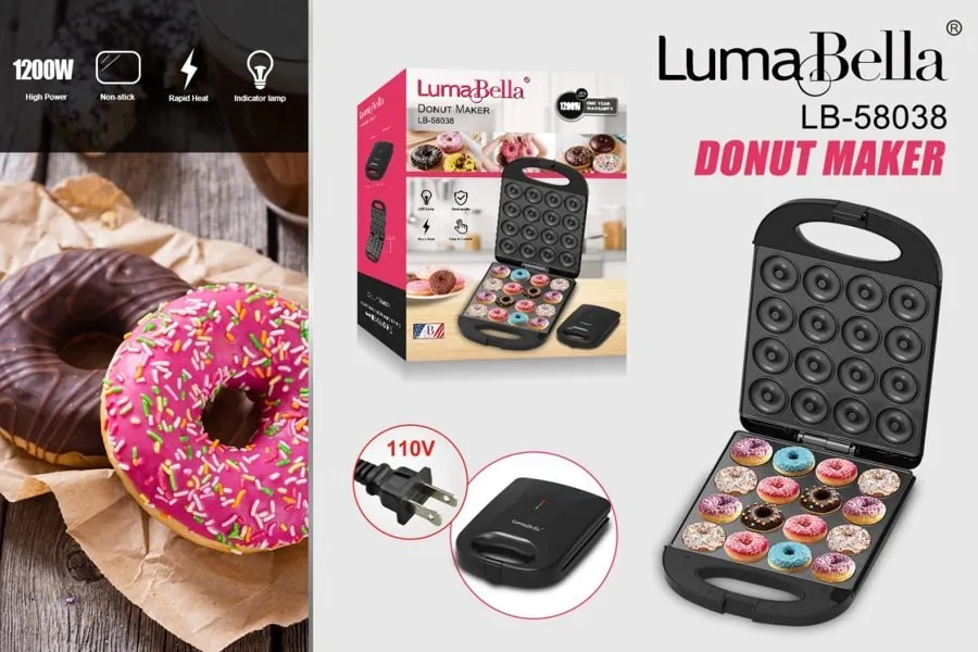 Máquina para 12 Mini Donas Luma Bella 1200W
