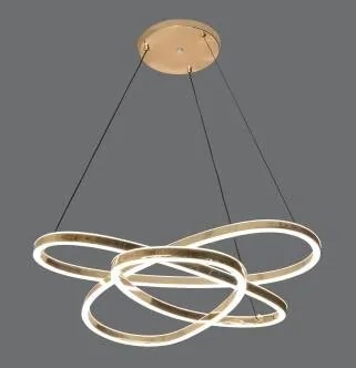 Lámpara Colgante LED Tres Aros Ondulados Dorado 50 cm