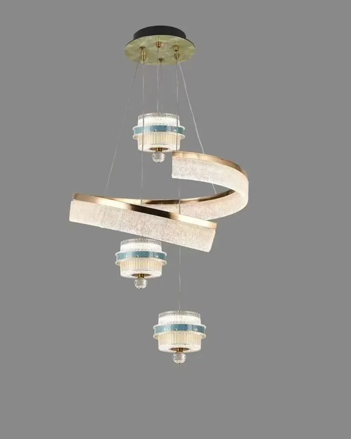 Lámpara Colgante LED en Espiral con Pantallas Cilíndricas