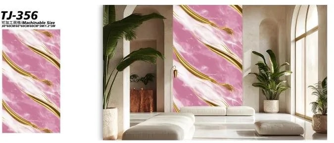 Papel Tapiz Autoadhesivo Mármol Rosa y Dorado en Rollo
