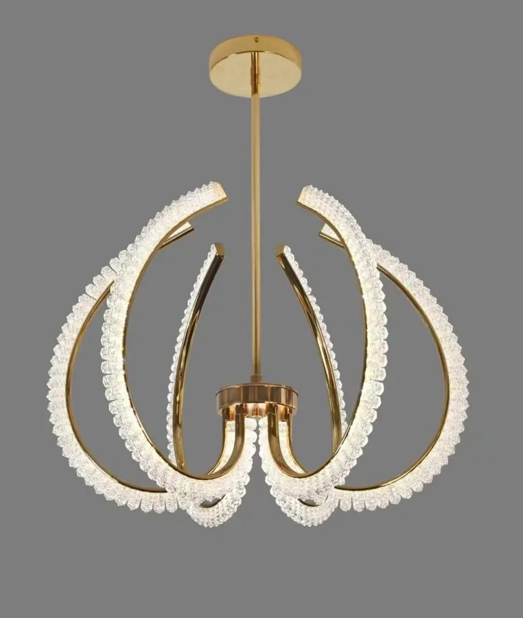 Lámpara Colgante LED Moderna Dorada 60 cm Diseño Tulipán