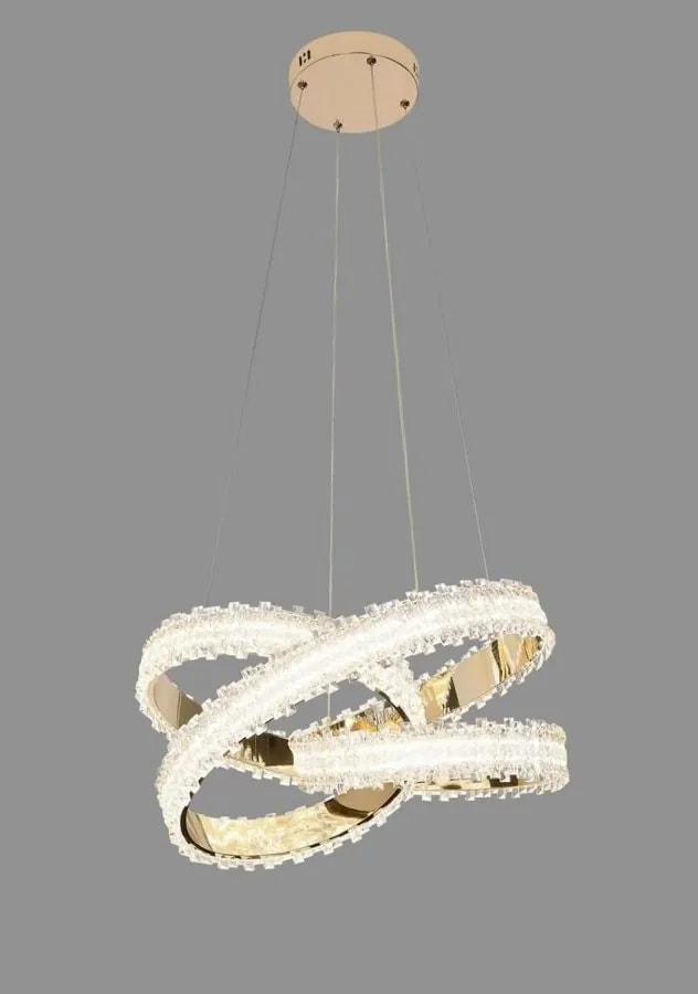 Lámpara Colgante LED Nudo Efecto Cristal Dorado Francés 50 cm