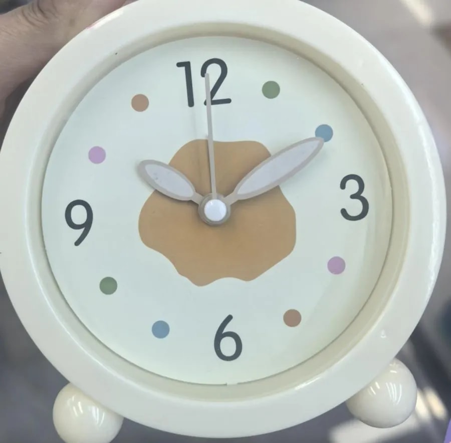 Reloj Despertador de Mesa Redondo Crema Diseño Infantil
