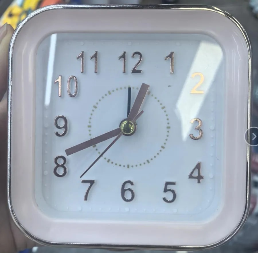 Reloj Despertador de Mesa Cuadrado Blanco