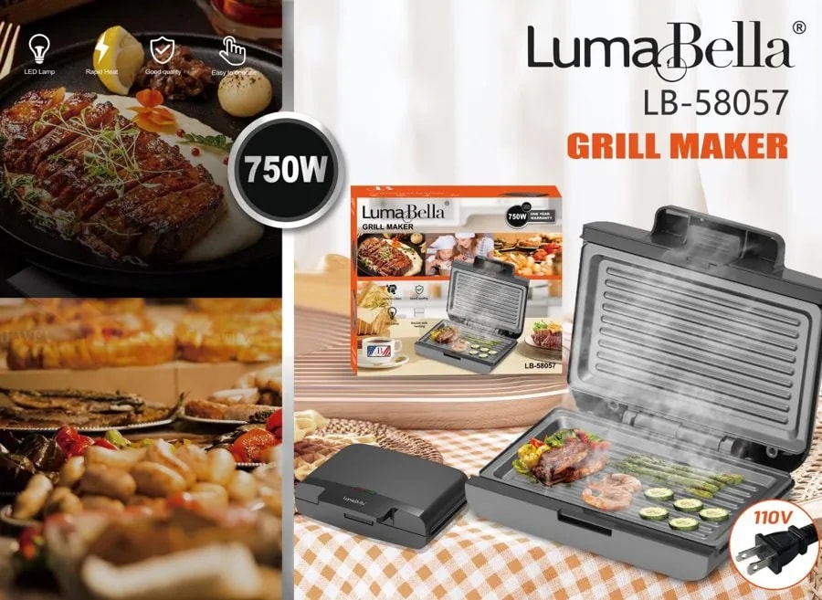 Grill Eléctrico Doble Cara Luma Bella 750W