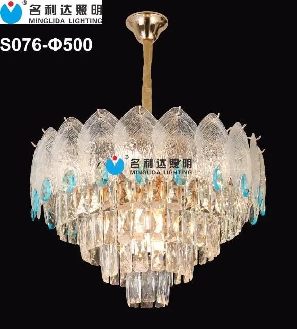 Lámpara Colgante de Hojas de Vidrio con Acentos Azules 50 cm
