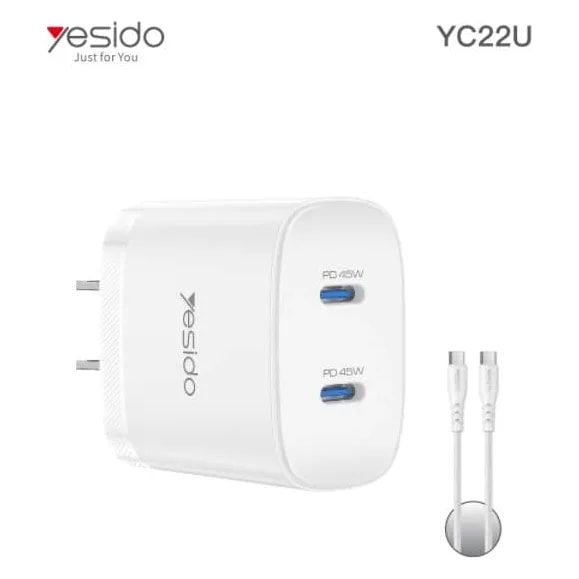 Cargador Yesido YC22U 45W 2 USB-C