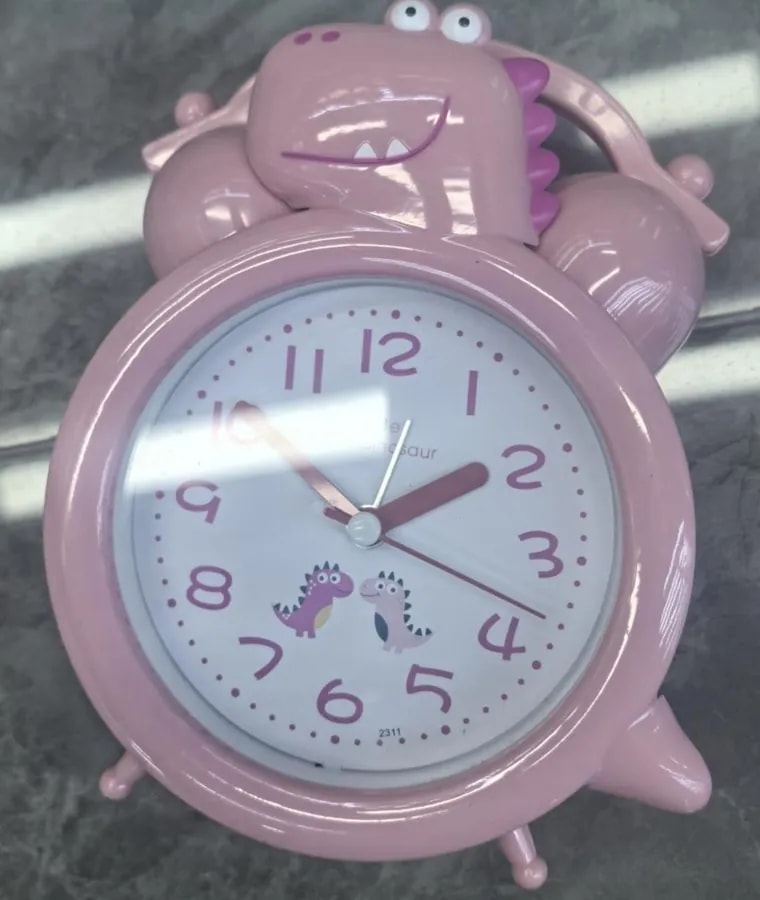 Reloj Despertador Infantil Dinosaurio Rosado