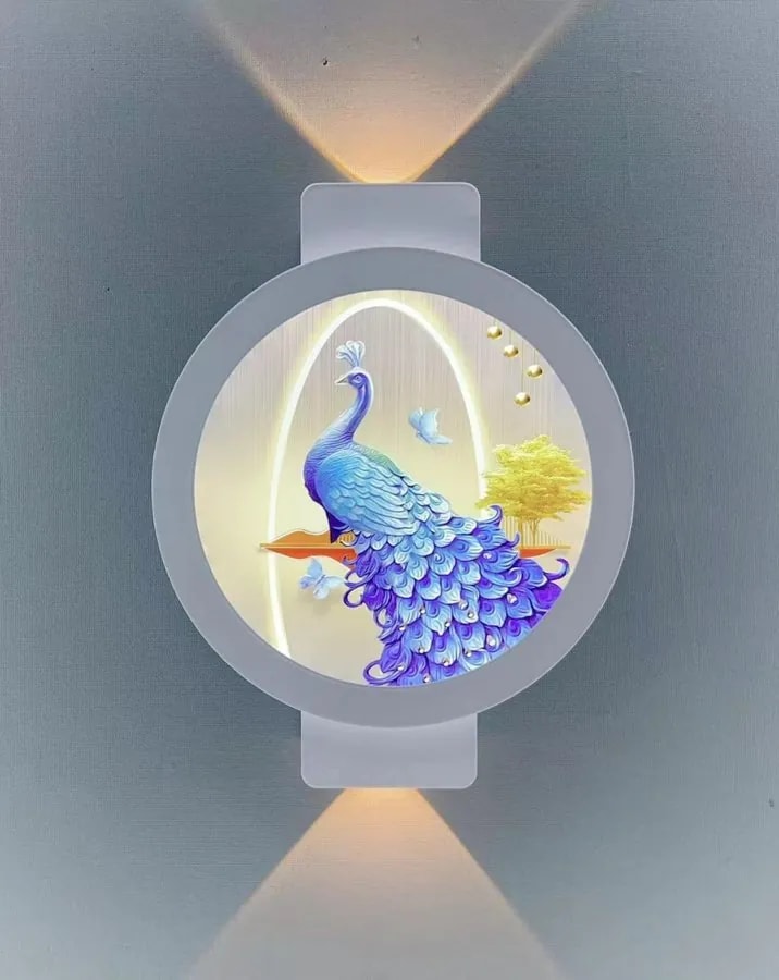 Aplique de Pared LED Luz Arriba y Abajo con Pavo Real