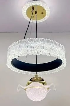 Lámpara Colgante LED Aro con Pantalla de Vidrio Negro 30 cm