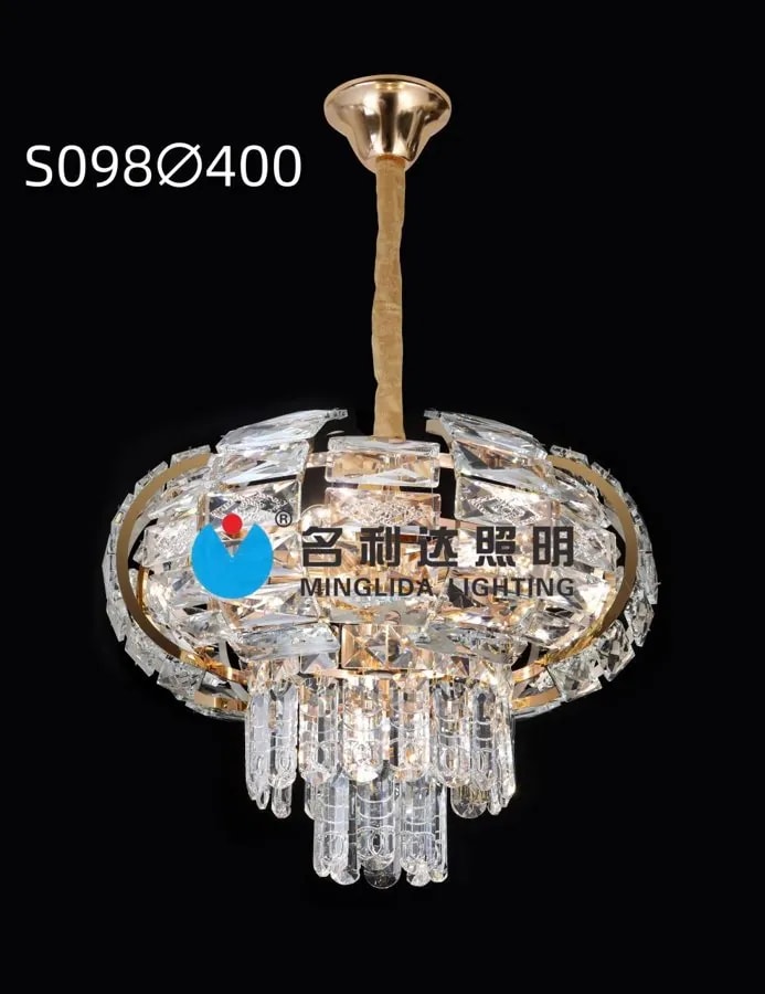 Lámpara Colgante de Cristal Dorada Compacta 50 cm