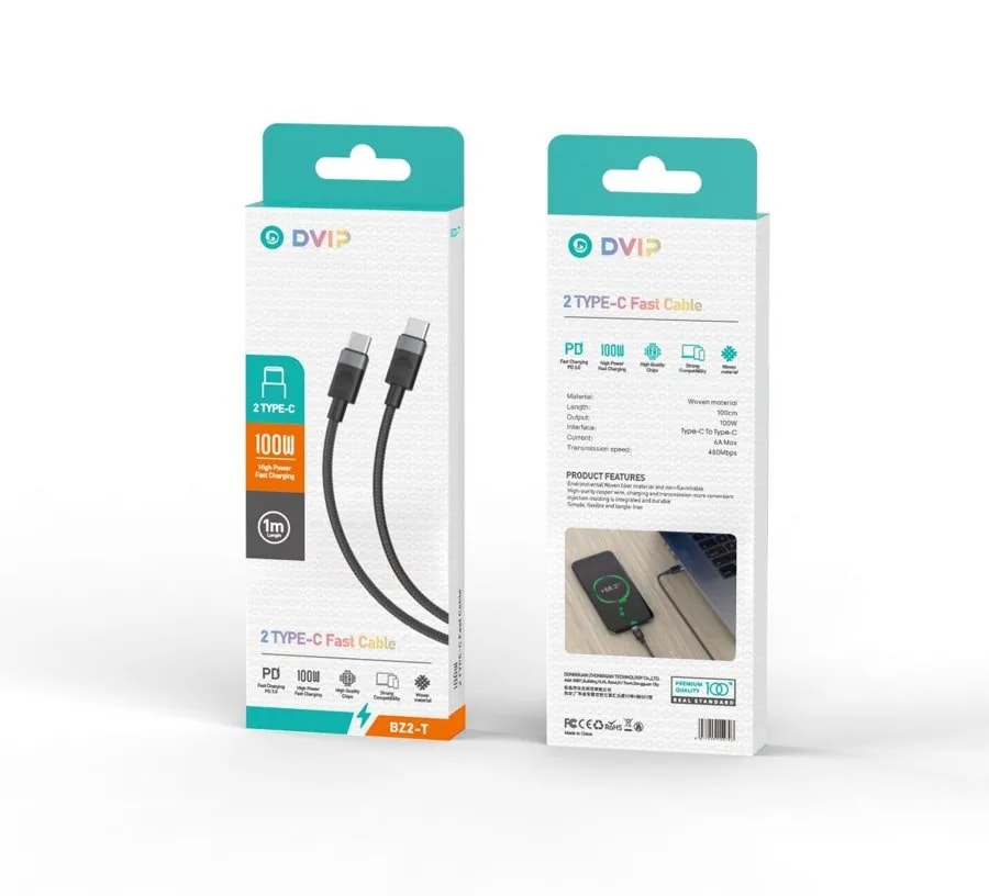 Cable Tipo C a Tipo C DVIP BZ2 Carga Rápida