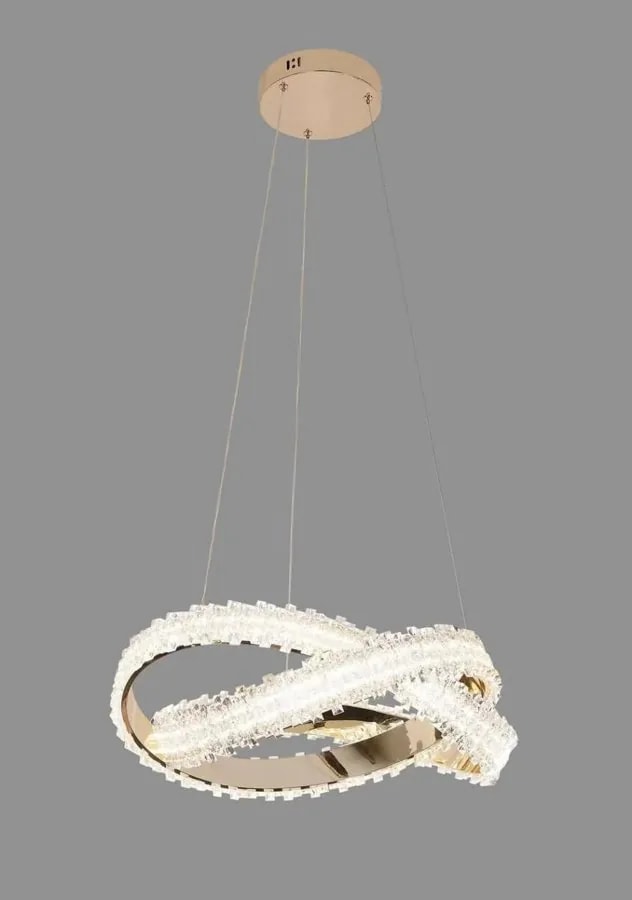 Lámpara Colgante LED Nudo Doble Efecto Cristal Dorado Francés 50 cm