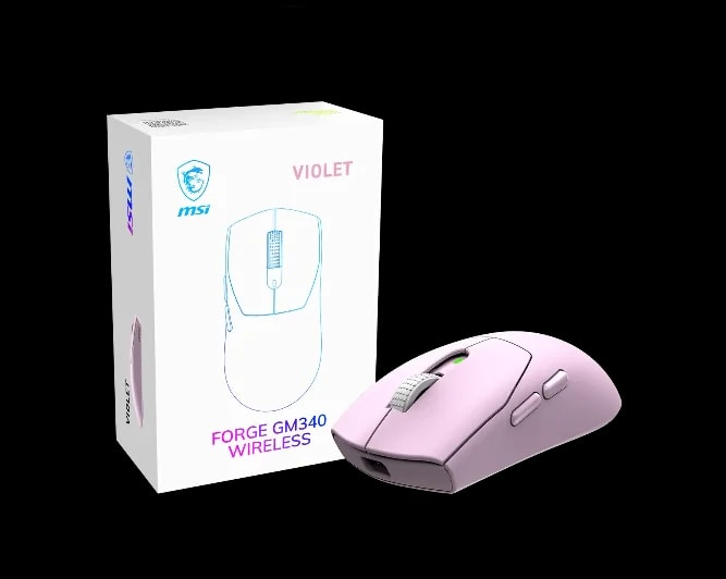Mouse Gamer Inalámbrico MSI Forge GM340 Violeta 26.000 DPI