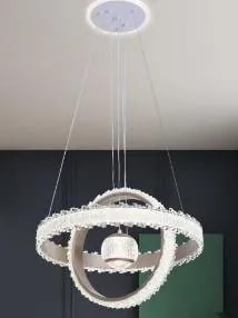 Lámpara Colgante LED Doble Aro con Foco Central Café 35+45 cm