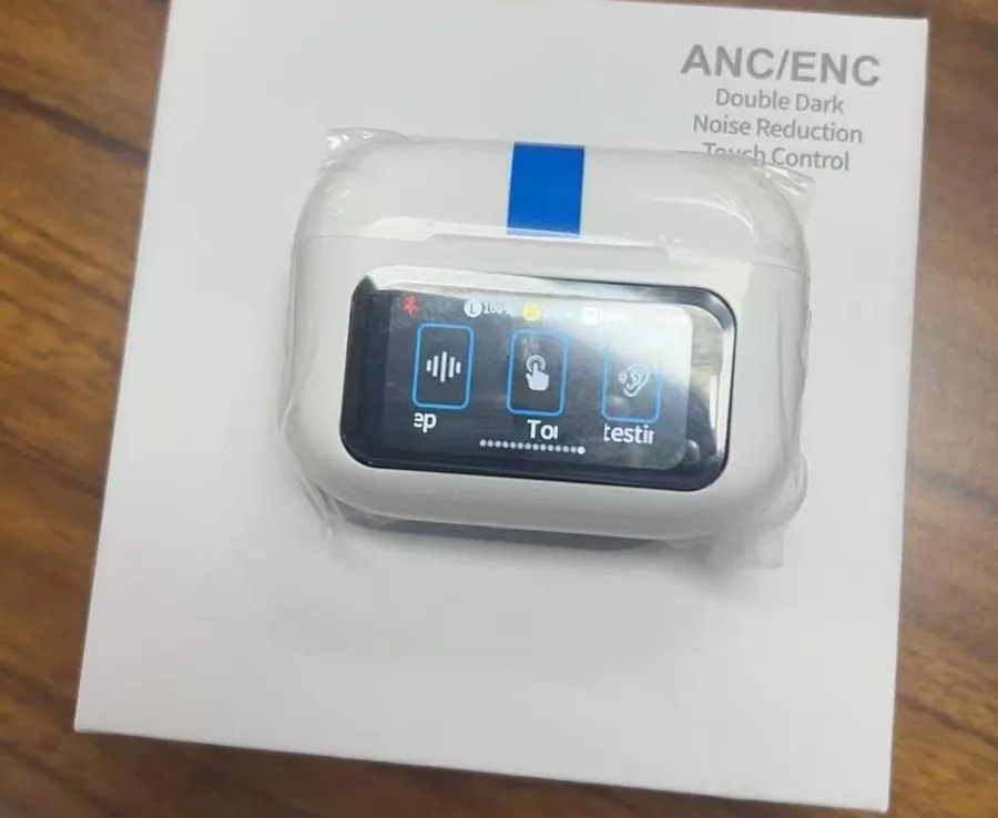 Audífonos TWS ANC/ENC con Estuche de Pantalla Táctil Blanco