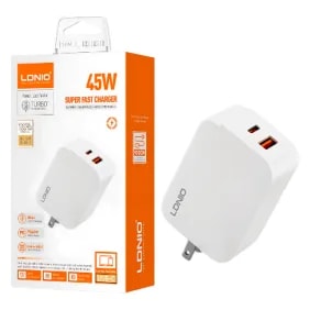 Cargador LDNIO Q3 45W 2P PD + USB + Cable USB-C a USB-C