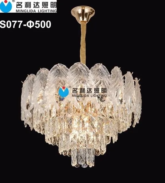 Lámpara Colgante de Hojas de Vidrio Ámbar Dorada 50 cm