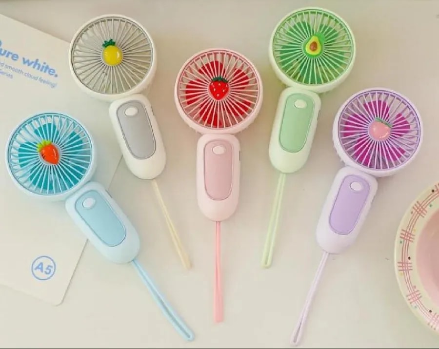 Mini Ventilador de Mano con Correa Diseño de Frutas