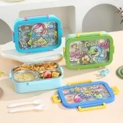 Lonchera Infantil 700 ml de Acero Inoxidable con Tapa 3D